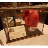Signed Jake LaMotta boxing gloves in case from Allstar Signings with CoA and photographs with added