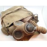 British Army respirator in canvas bag