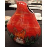 Anita Harris fox vase signed H: 33 cm