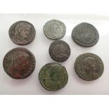 Seven Roman coins