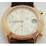 BAUME ET MERCIER automatic chronograph fully hallmarked 18k rose gold gents wristwatch limited