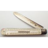 Hallmarked silver fancy mother of pearl handled fruit knife by G H assay Sheffield