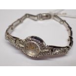 Sterling silver marcasite ladies Accurist cocktail wristwatch