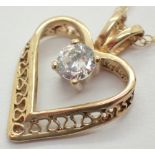 9ct gold heart pendant necklace