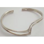 Sterling silver solid wave bangle