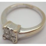 18ct white gold Boodles diamond engagement ring featuring four princess cut diamonds size J 4.