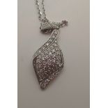 9ct white gold and diamond pendant necklace totalling 0.