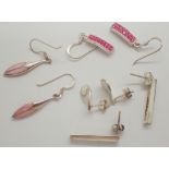 Four pairs of sterling silver earrings