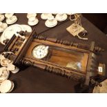 Victorian mahogany wall clock with key CONDITION REPORT: This item was working at