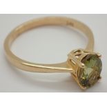 14ct gold chrysoberyl solitaire ring size S 3g