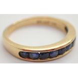 18ct gold sapphire half eternity ring size J / K 2.