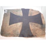 Imperial German fabric iron cross cut out from a downed German aircraft 50 x 34 cm