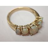 9ct gold five opal ring size K / L 2.