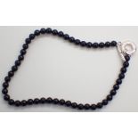 TIFFANY & CO genuine black onyx bead and sterling silver necklace with pouch