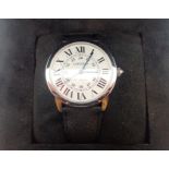 Boxed Cartier gents Ronde Solo 42mm automatic leather strap wristwatch bought 2018 with papers RRP