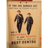 British WWII poster If You Are Bombed Out 30 x 45 cm