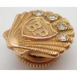 9ct gold BP Shell Long Service ( 40 years ) presentation buttonhole badge set with four diamonds 5.