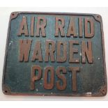 Cast aluminium Air Wardens Post sign 15 x 12 cm