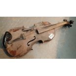 Antique violin with two piece back stamped Straduari Violin to verso