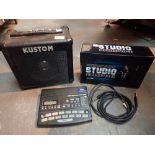 Kustom 10 amp amplifier with lead Zoom Rhythmtrak PT-233 drum machine and professional studio