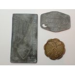 Three WWII German tokens