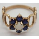 9ct gold opal and sapphire cluster ring size K CONDITION REPORT: Ring is undamaged