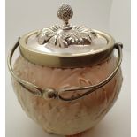 Royal Worcester Locke & Co lidded biscuit barrel in the Leaves pattern