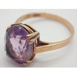 9ct gold amethyst solitaire ring size M 2.