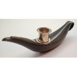 Horn and silver candle holder in the shape of Aladdins lamp L: 20 cm