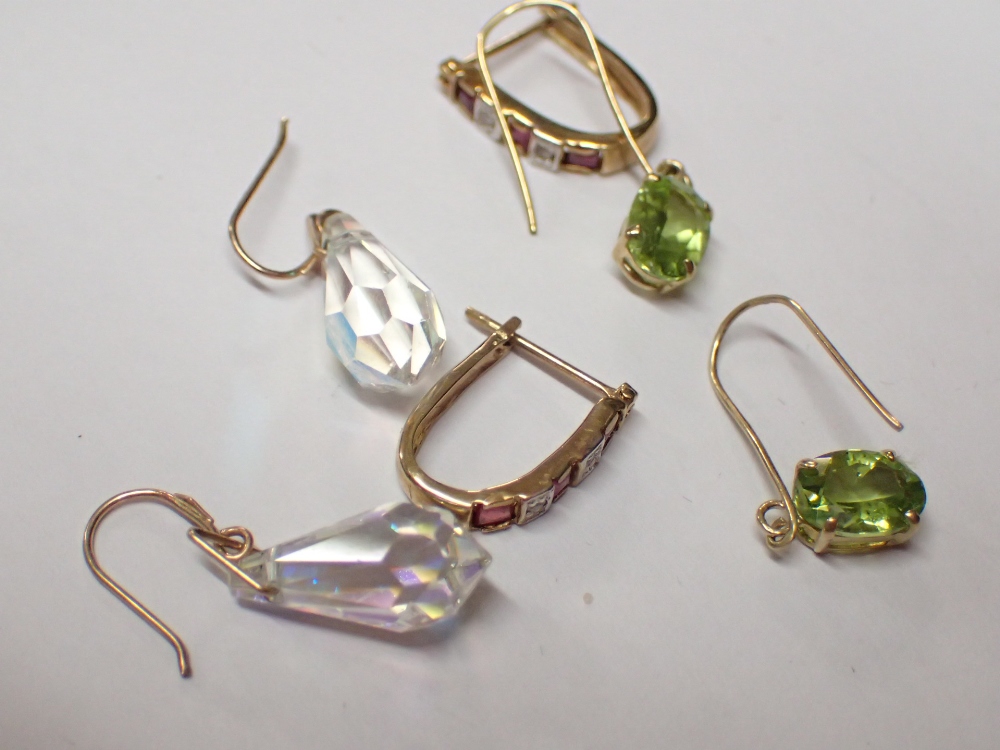 Three pairs of 9ct gold earrings 3.