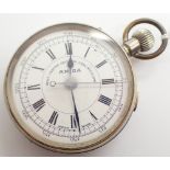 Amida white metal crown wind centre seconds chronograph pocket watch A/F CONDITION