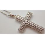 18ct white gold and diamond cross pendant necklace 7.