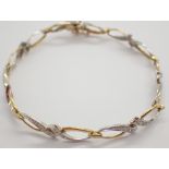 9ct white and yellow gold diamond set bracelet weight approximately 5.