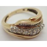 9ct gold fancy baguette and round brilliant diamond ring size J 0.5ct 3.