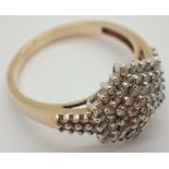 9ct gold diamond cluster ring size T 5.