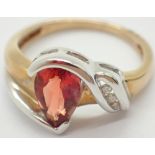 9ct gold sunstone and diamond ring size N