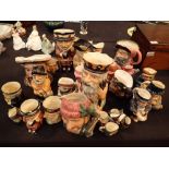 Large collection of Toby jugs including Royal Doulton