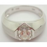 New old stock 18ct white gold unisex 0.56 ct diamond solitaire ring size O RRP £5000.00+ 5.