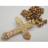 9ct gold cross on 9ct gold neck chain 8.