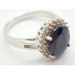 TGGC silver large sapphire ring size P