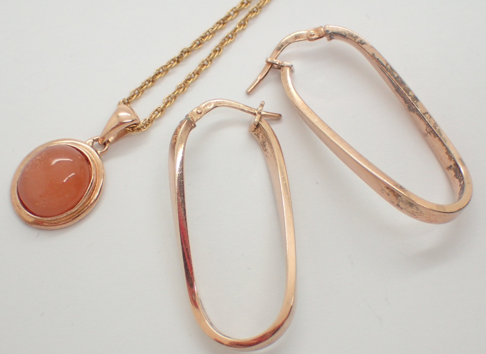 Silver rose gold plated earring and pendant set 6.