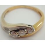 18ct white and yellow gold three stone diamond ring size L / M 2.