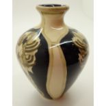 Black Ryden ( from Moorcroft ) small floral squat vase H: 10 cm