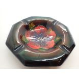 Moorcroft Flambe ashtray in the Hibiscus pattern D: 11 cm