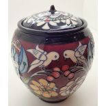 Large Moorcroft lidded ginger jar H: 15 cm CONDITION REPORT: Restoration to finial