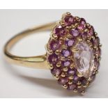 9ct gold amethyst set ring with large centre stone size P / Q 2.