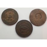 Two 1812 Union Copper penny tokens and another