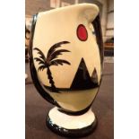 Lorna Bailey twin handled vase in the Pyramids pattern H: 22 cm