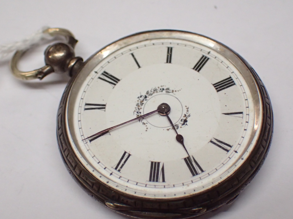 800 silver key wind open face fob watch CONDITION REPORT: This item is not working