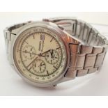 Vintage Seiko chronograph gents alarm watch complete with box and papers